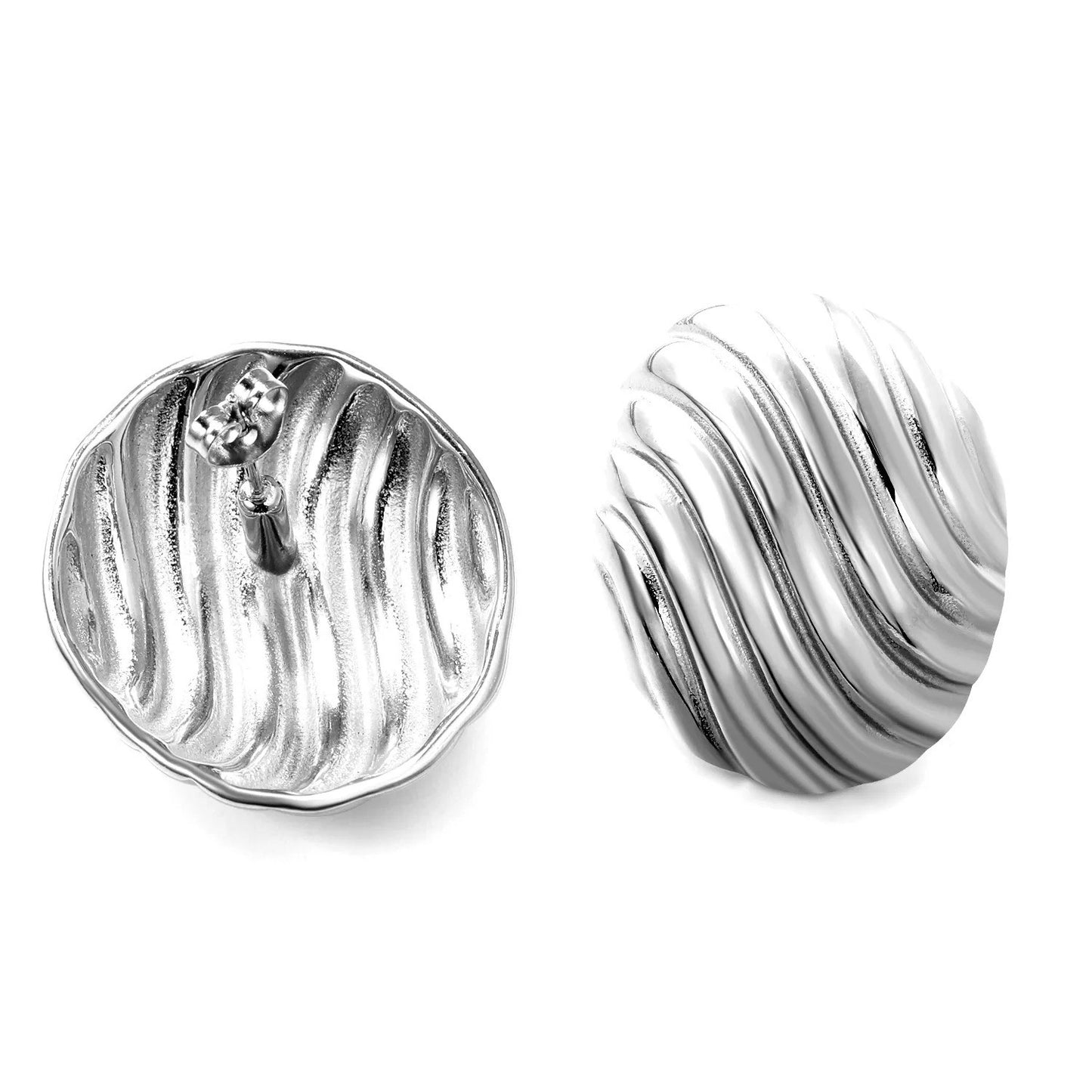 Curved Lines Stud Silver