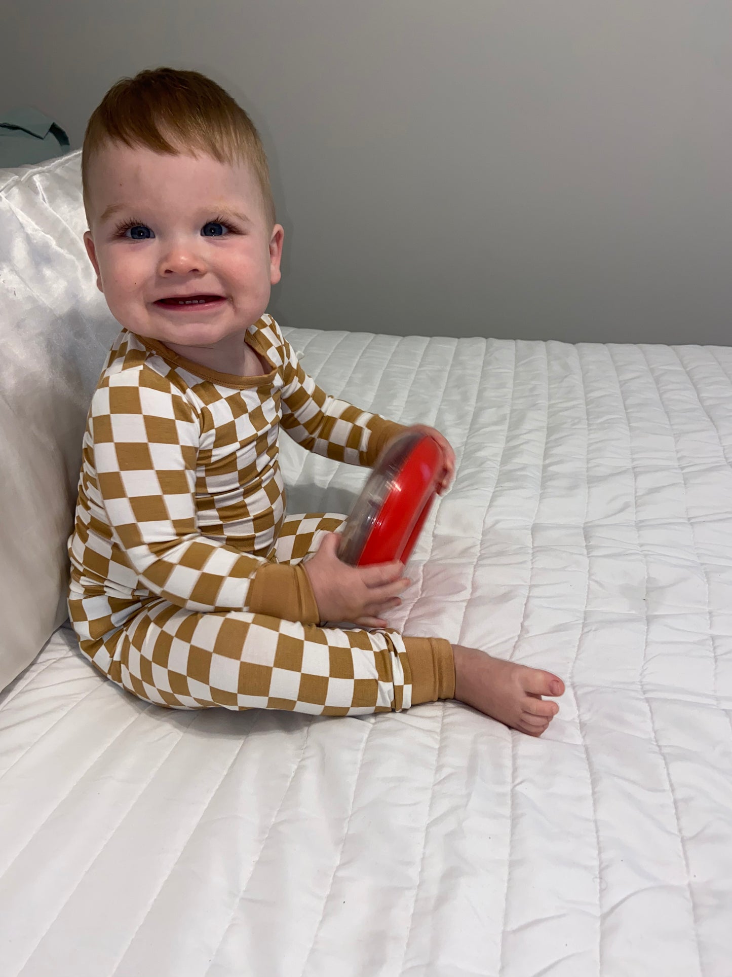 Bamboo Checked Long Sleeve T-Shirt & Pants Set