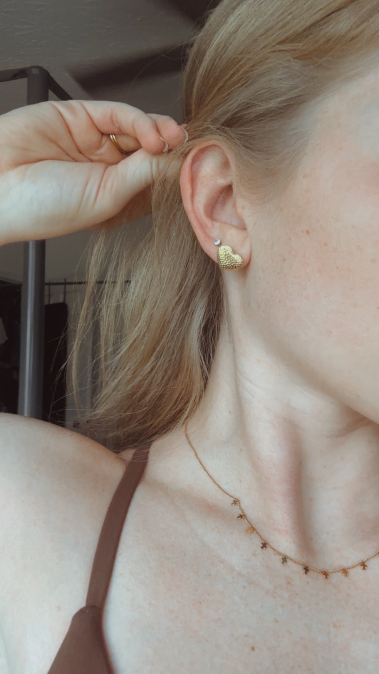 Beveled Heart Stud Earrings