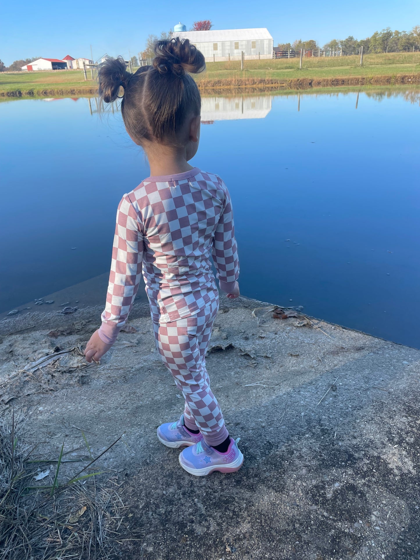 Bamboo Checked Long Sleeve T-Shirt & Pants Set