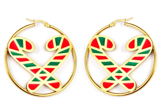 Candy Cane Hoop Earrings