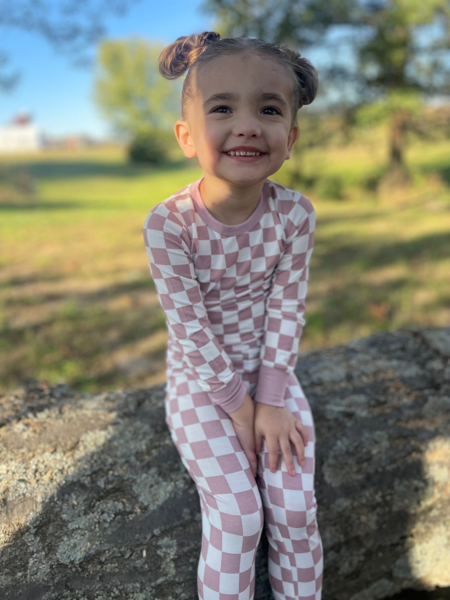 Bamboo Checked Long Sleeve T-Shirt & Pants Set