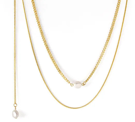 Fallen Pearl Necklace Gold