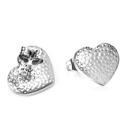 Beveled Heart Stud Earrings