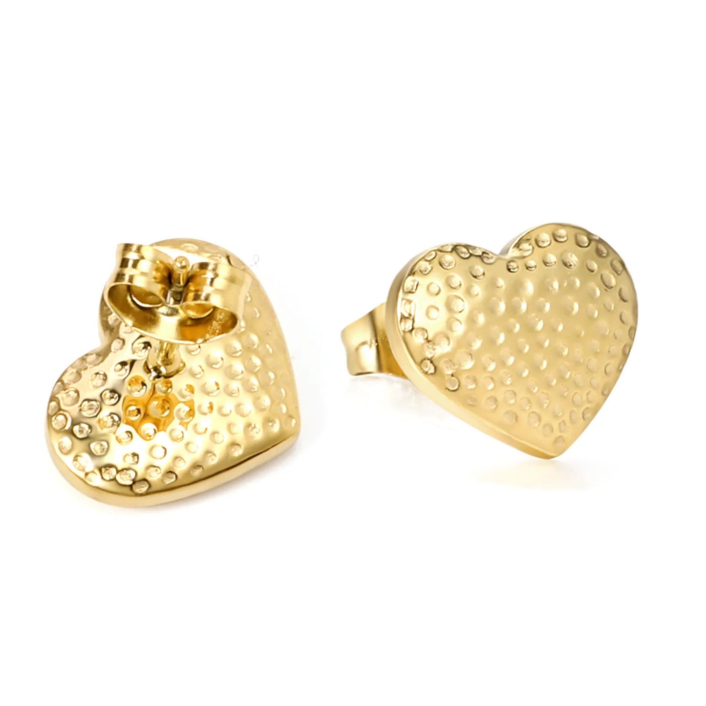 Beveled Heart Stud Earrings