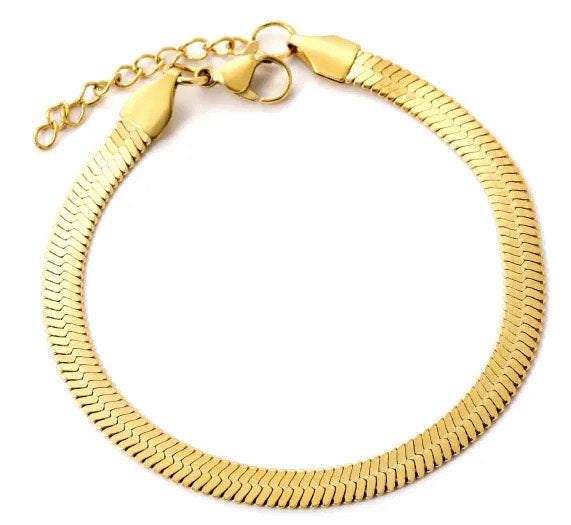 Flat Herringbone Bracelet Gold