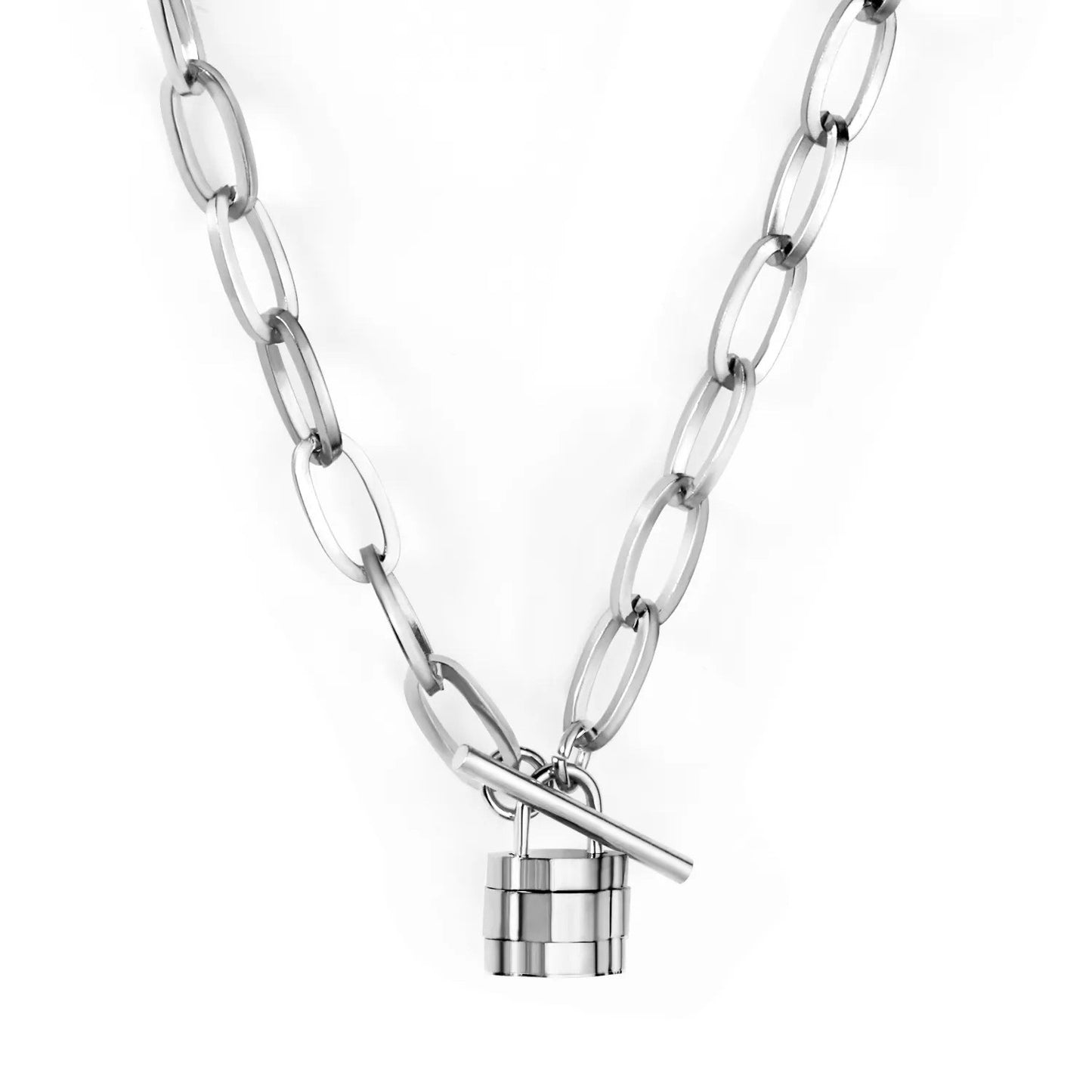 Locked Charm Necklace Silver
